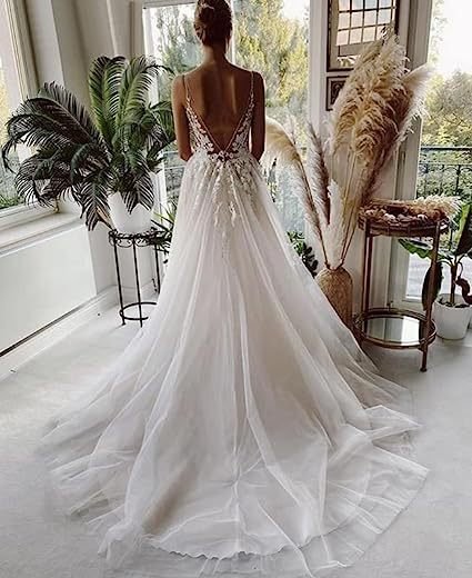 Women's Wedding Dress Lace Strap Backless - Image 6