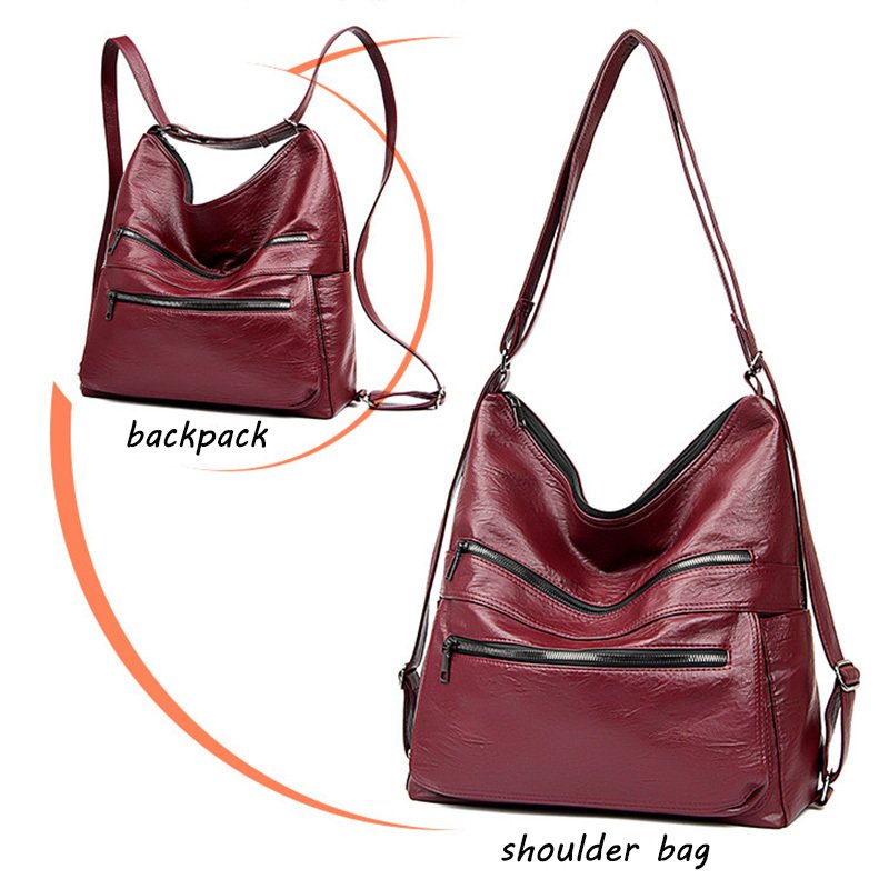 Double Zipper Women High Capacity Adjustable Backpack - Image 6