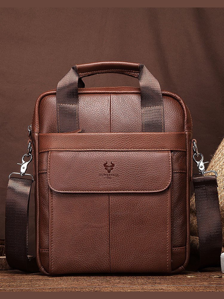 Hummer Commute Genuine Leather Men's Business Messenger Bag - Image 2