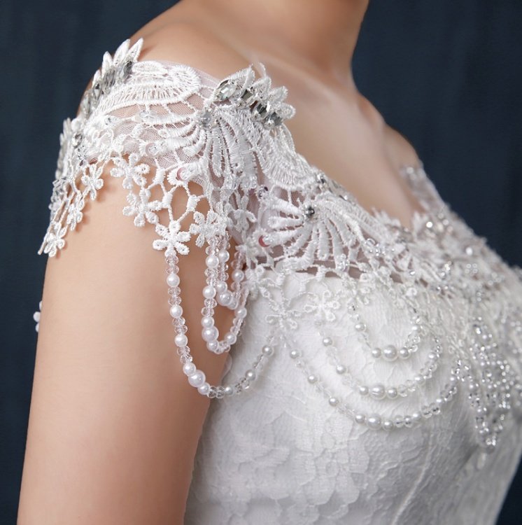 shoulder slim slimming small trailing studio wedding dress - Image 5