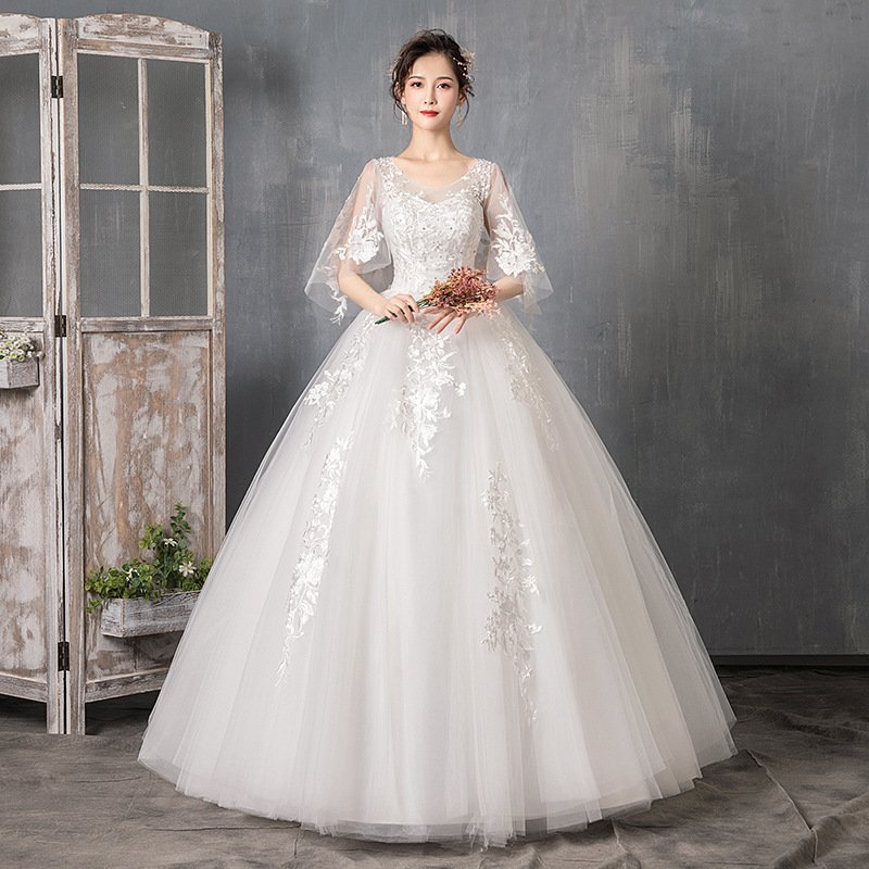 Long Sleeve Wedding Dress New Bride Trailing - Image 5