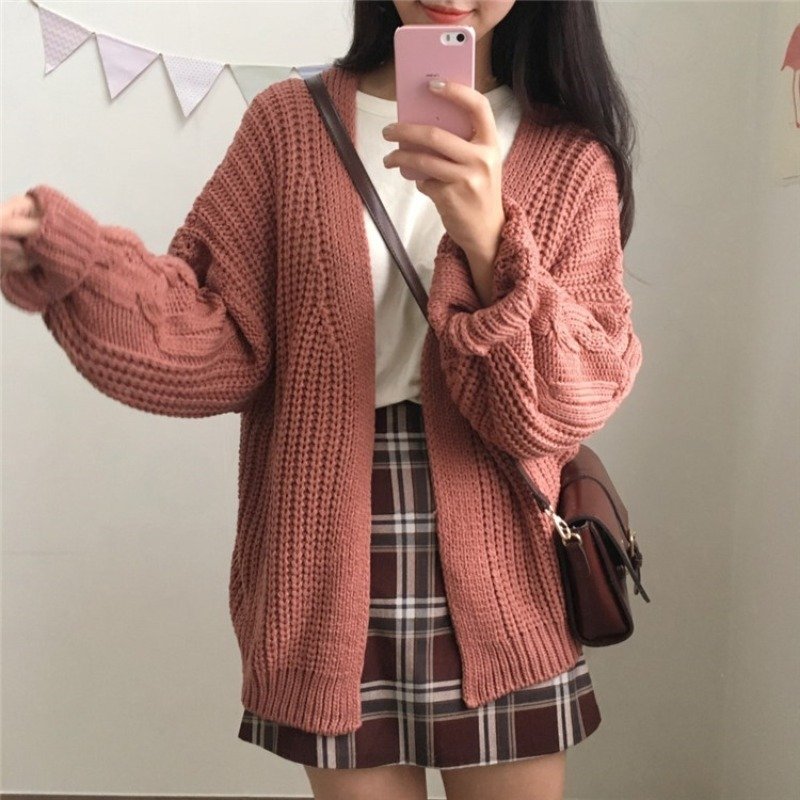 Fashion Loose Thick Outer Wear Knitted Sweater Women