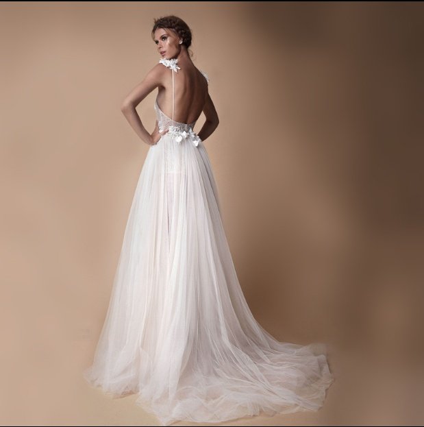 Open Back Light Wedding Dress - Image 4
