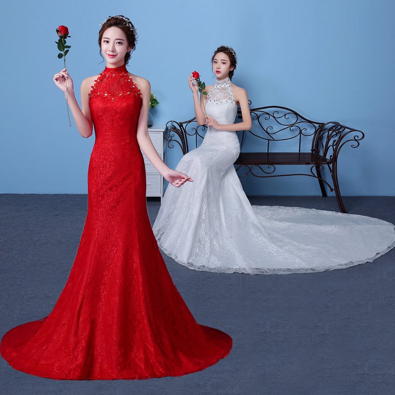 Bride Large Size Waist Fishtail Wedding Dress
