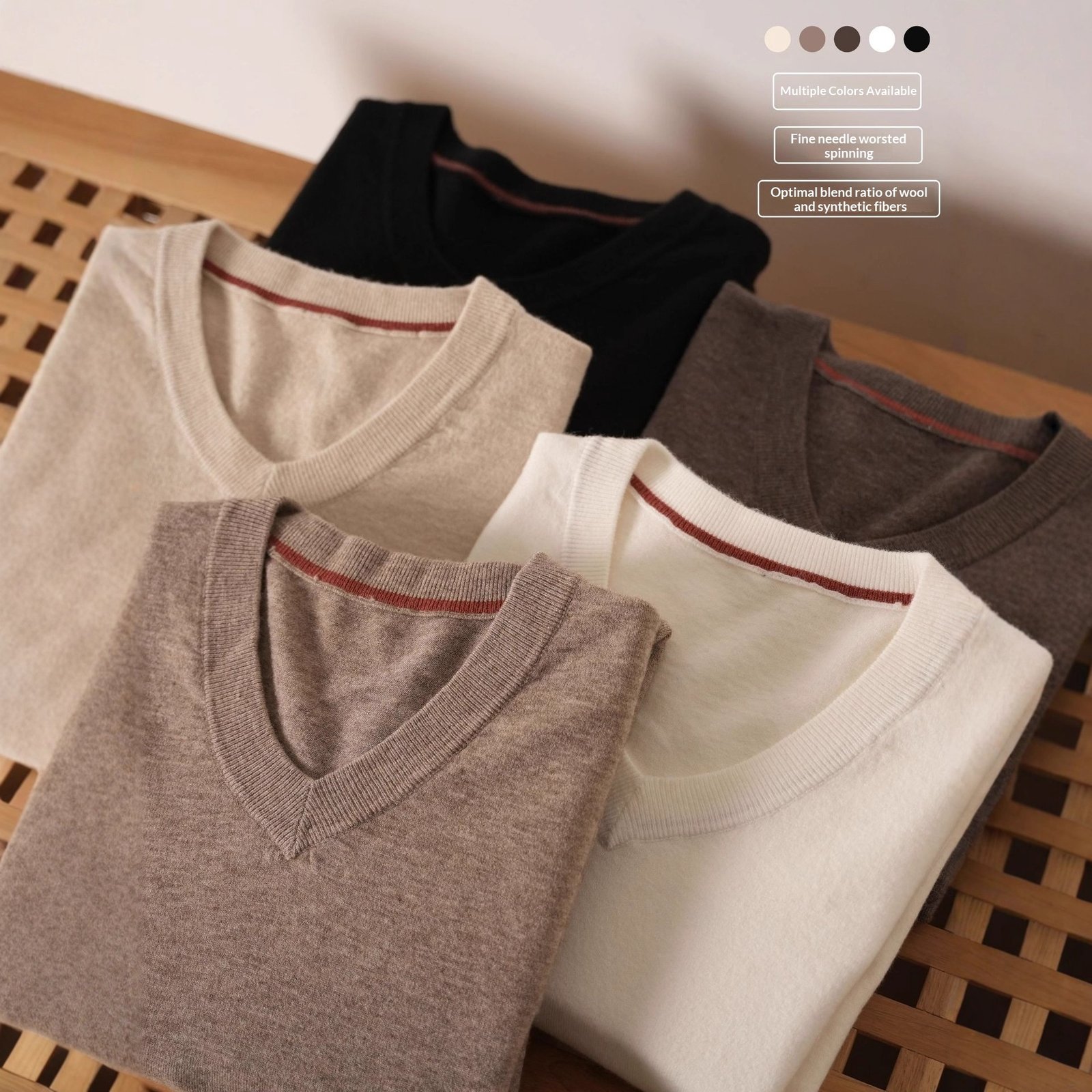 Mens V-neck Wool Sweater Mens Pullover