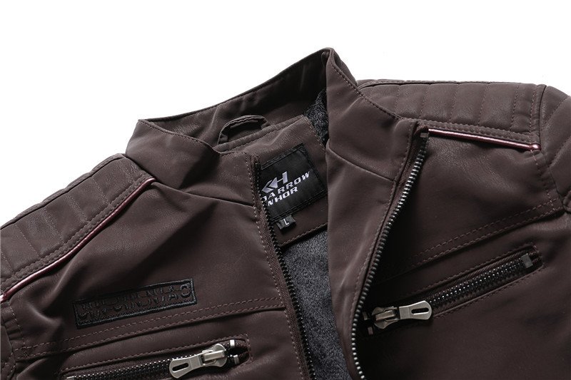Men Fashion Pu Leather Jackets Coats - Image 6