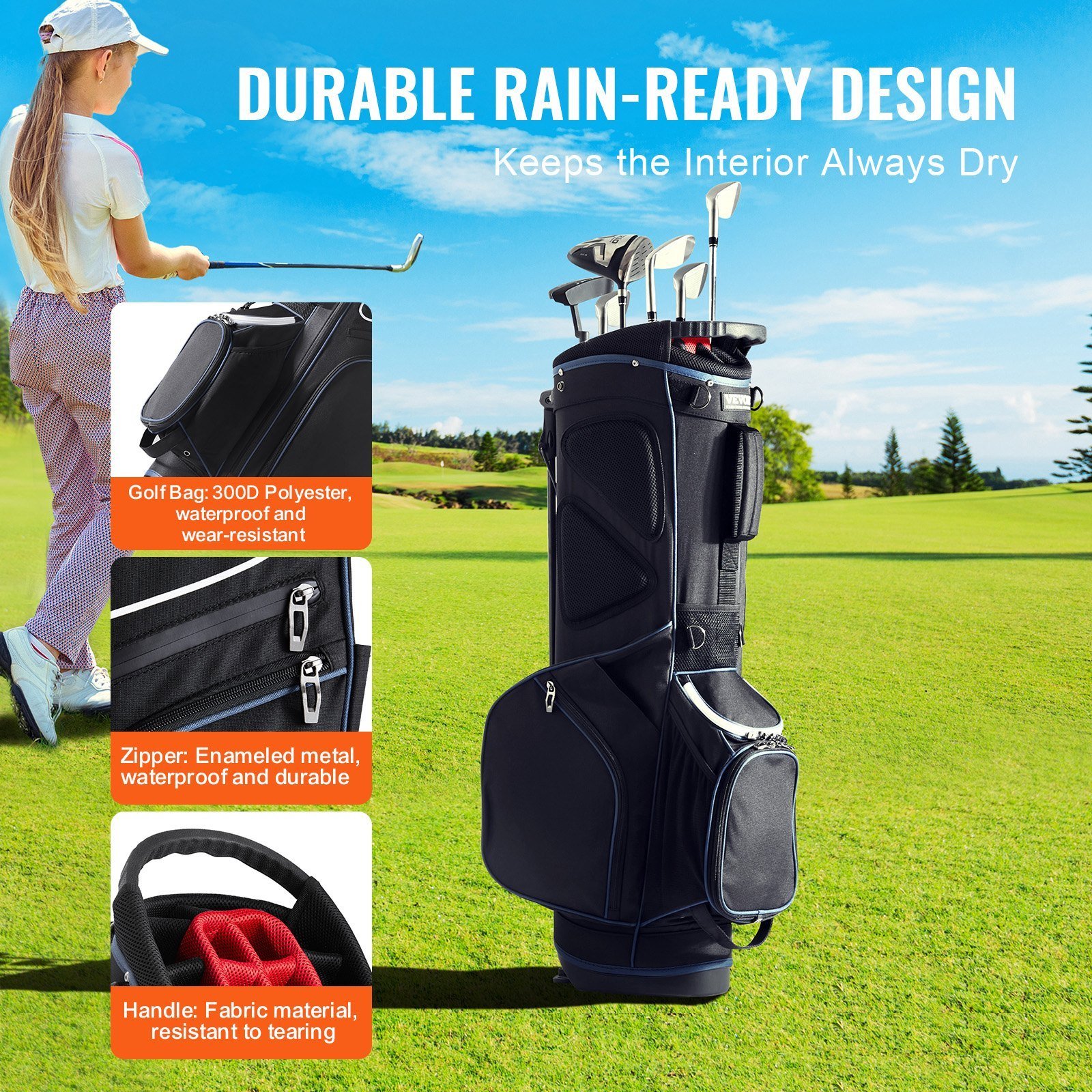 Golf Cart Bag With 14 Way Organizer Divider Top, 35” 11 Pockets Premium Cart Bag With Stand - Image 4