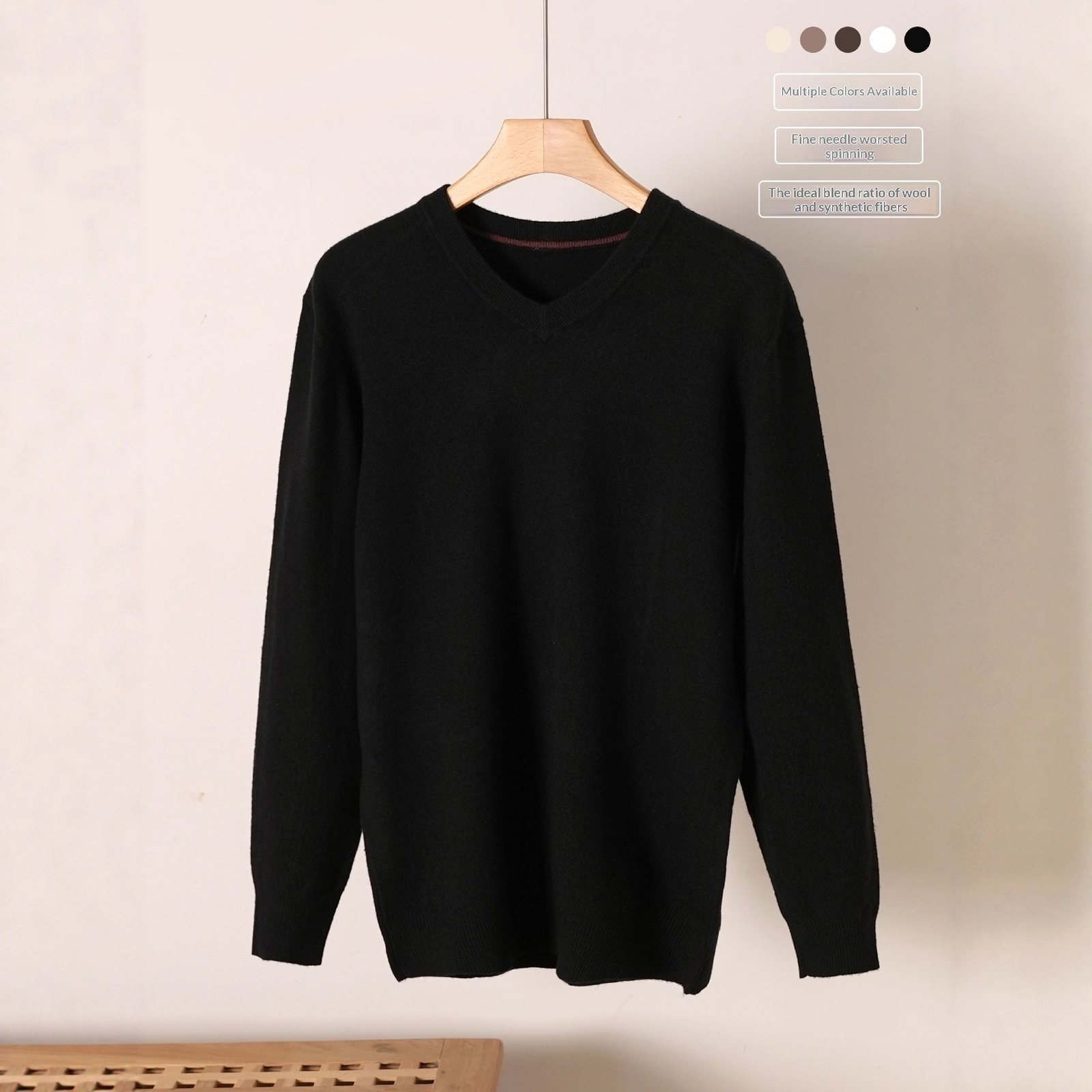 Mens V-neck Wool Sweater Mens Pullover - Image 6