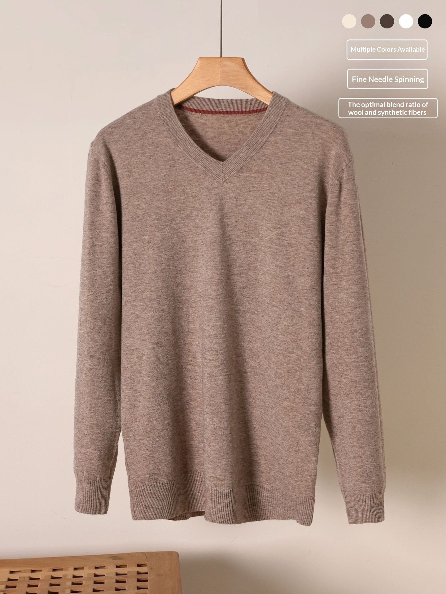 Mens V-neck Wool Sweater Mens Pullover - Image 10