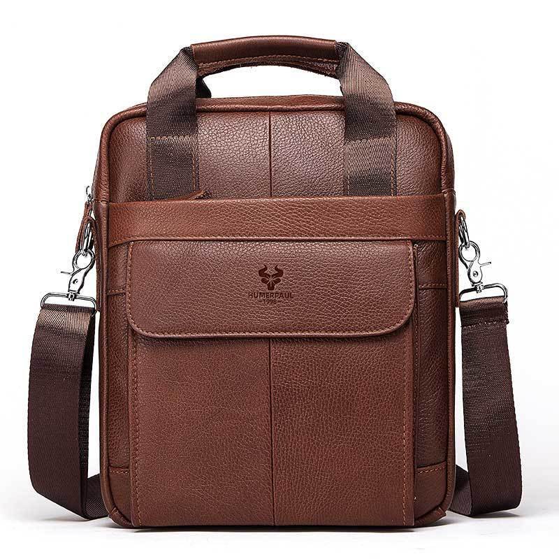 Hummer Commute Genuine Leather Men's Business Messenger Bag - Image 5