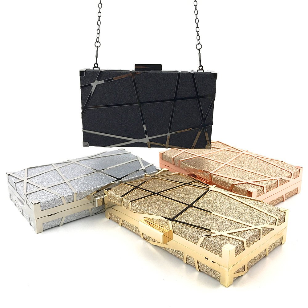 Bag Women Party Chain Glitter Gold Wedding Clutches Shoulder Bag - Image 3