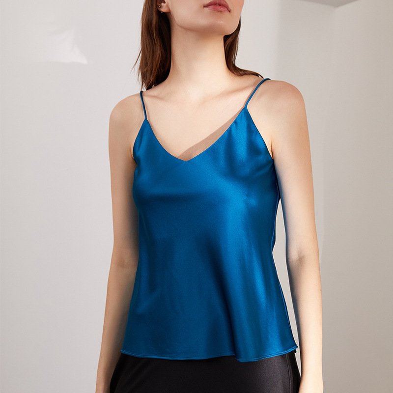 Silk Stretch Satin Outer Wear Inner Wear Butterfly Embroidered Silk Sling For Women - Image 2