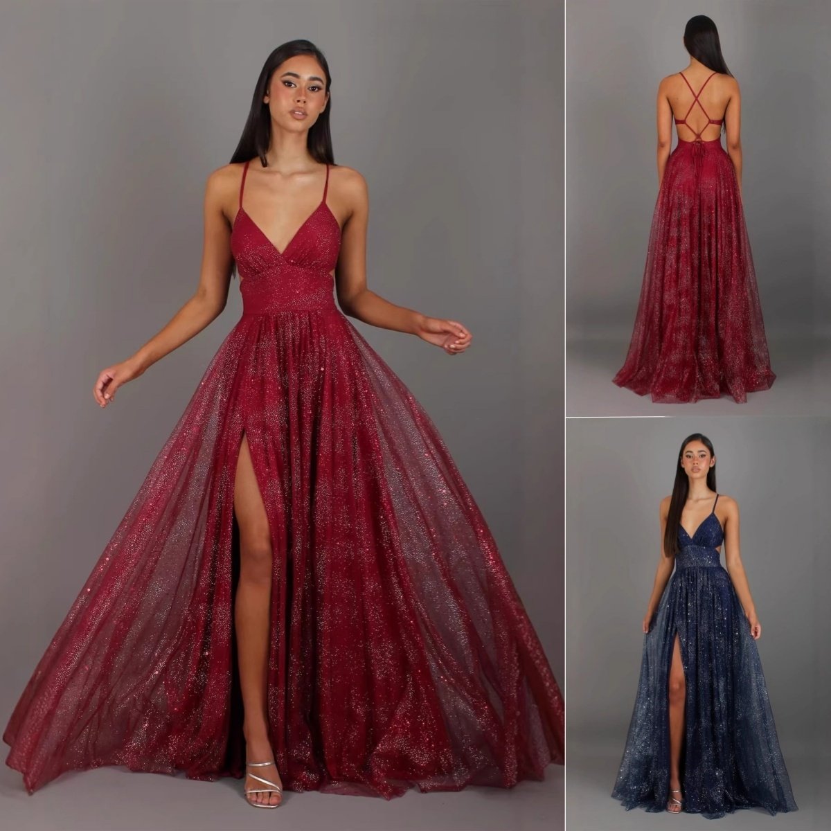 Elegant Womens V-neck Sleeveless Strapless Dress With A Flared Hem High Waist Split Women Long Party Dress