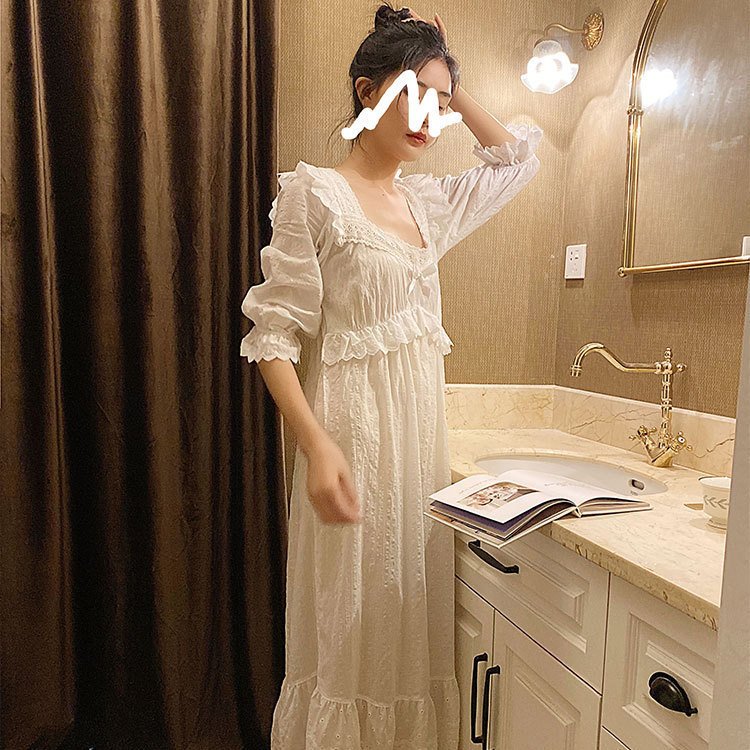 Princess Style Lace Sweet Home Wear Women Nightdress - Image 7