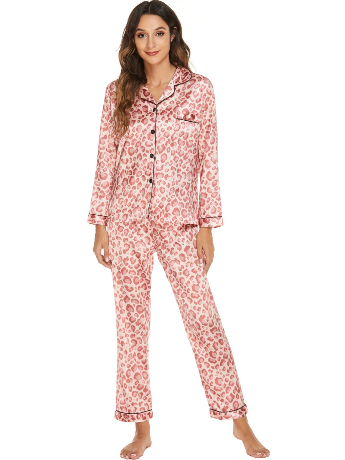 Two-piece Stretch Satin Home Wear Pajamas Women - Image 2
