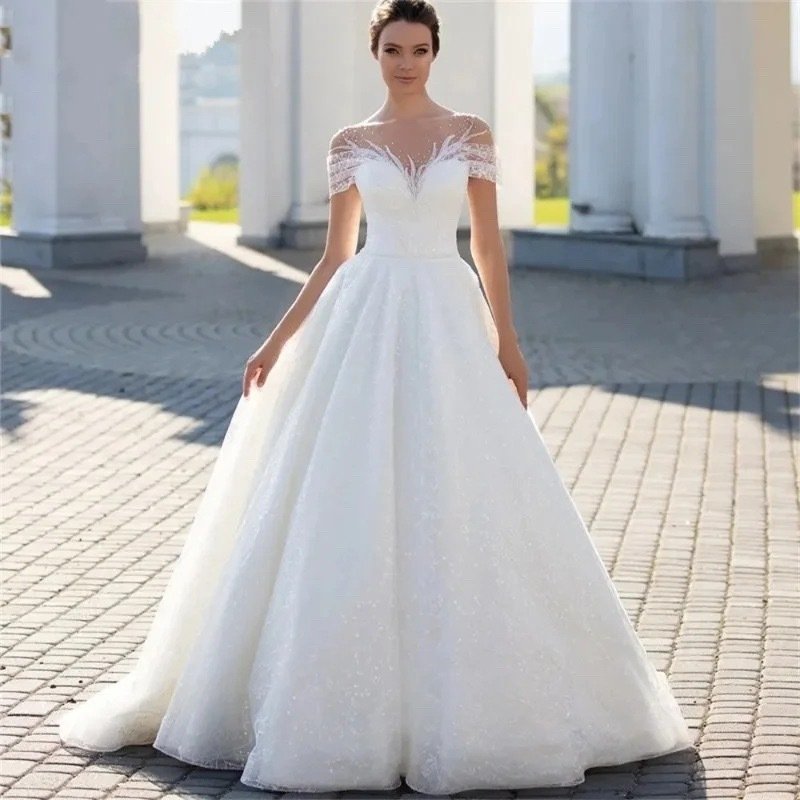 Off-shoulder Light Wedding Dress Bridal Main Yarn Lace Veil Small Trailing