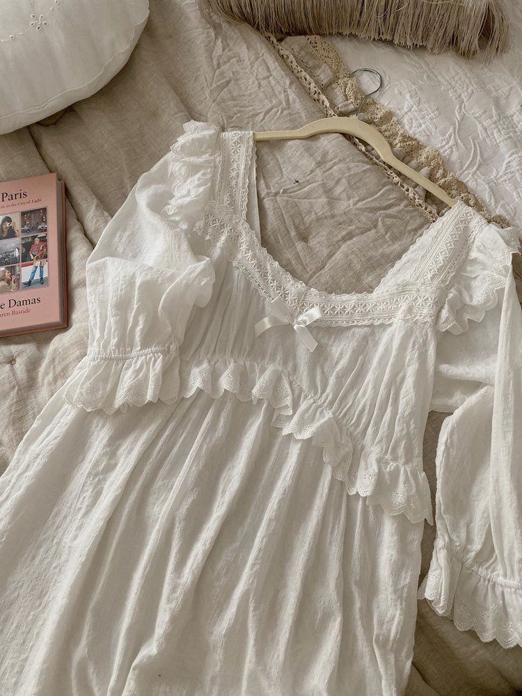 Princess Style Lace Sweet Home Wear Women Nightdress - Image 10