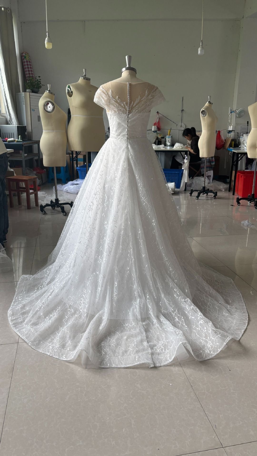 Off-shoulder Light Wedding Dress Bridal Main Yarn Lace Veil Small Trailing - Image 6