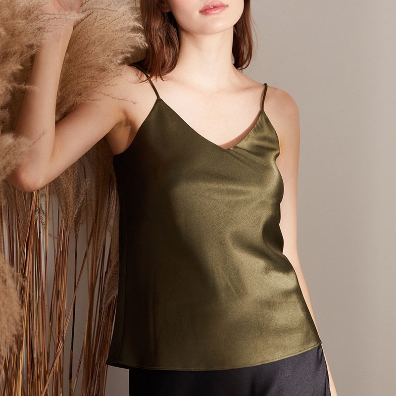 Silk Stretch Satin Outer Wear Inner Wear Butterfly Embroidered Silk Sling For Women - Image 6