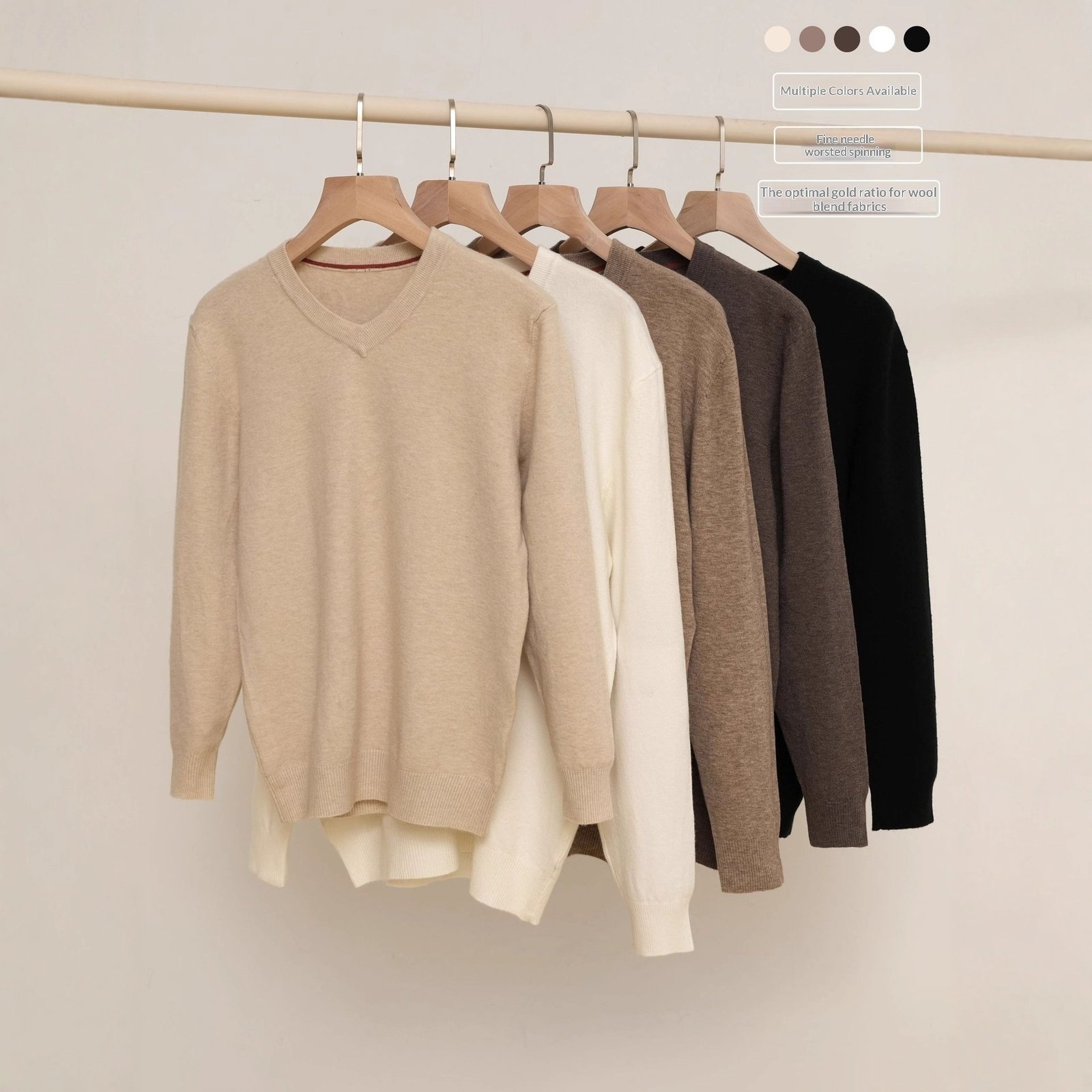 Mens V-neck Wool Sweater Mens Pullover - Image 4