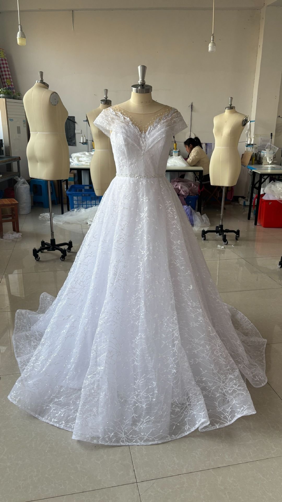 Off-shoulder Light Wedding Dress Bridal Main Yarn Lace Veil Small Trailing - Image 2
