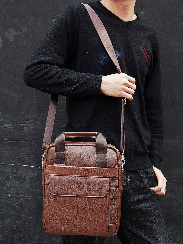 Hummer Commute Genuine Leather Men's Business Messenger Bag - Image 4