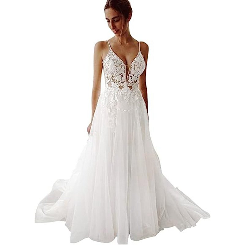 Women's Wedding Dress Lace Strap Backless - Image 8