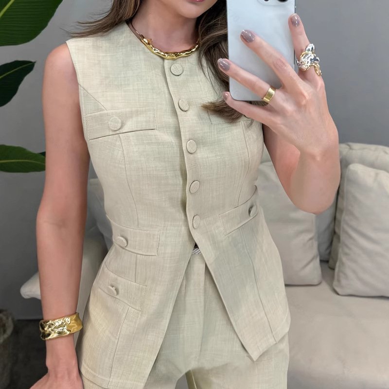 Fashionable Party Womens Sleeveless Tank Top And Pants Suit - Image 3