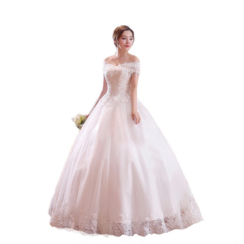 Shoulder-to-shoulder Bridal Lace Plus Size Thin Shoulder Wedding Dress - Image 5