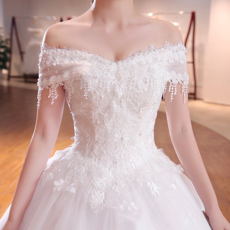 Shoulder-to-shoulder Bridal Lace Plus Size Thin Shoulder Wedding Dress - Image 4