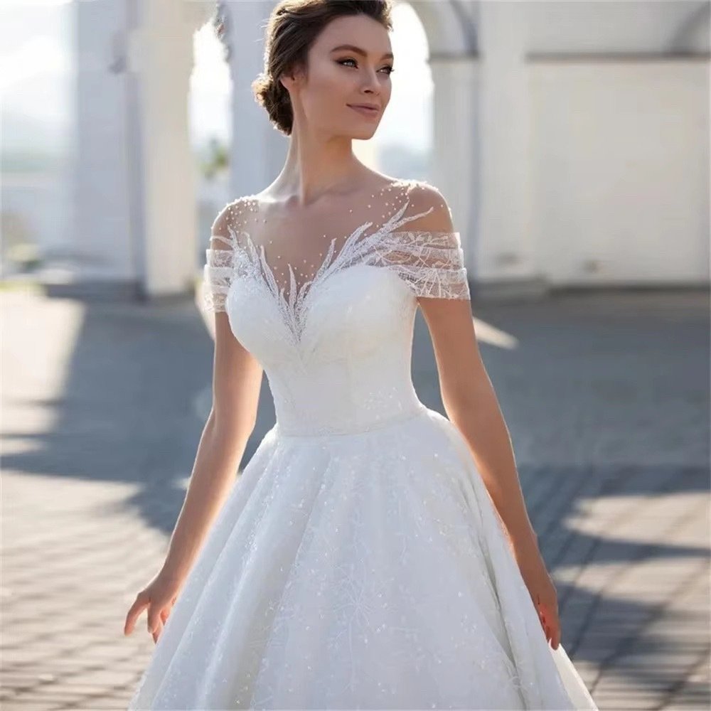 Off-shoulder Light Wedding Dress Bridal Main Yarn Lace Veil Small Trailing - Image 4