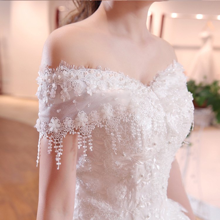 Shoulder-to-shoulder Bridal Lace Plus Size Thin Shoulder Wedding Dress - Image 2