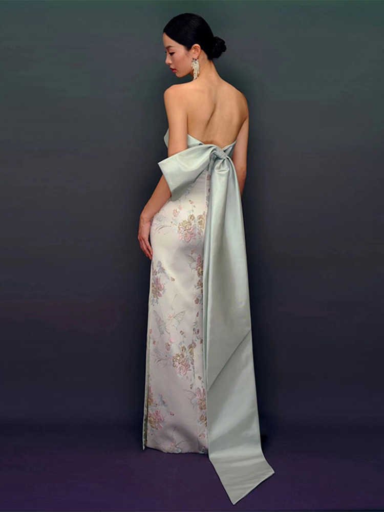 Chinese Style Morning Gowns Female Cheongsam Tube Top Toast Dress Bridal Gown - Image 4
