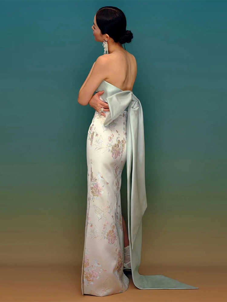 Chinese Style Morning Gowns Female Cheongsam Tube Top Toast Dress Bridal Gown - Image 3